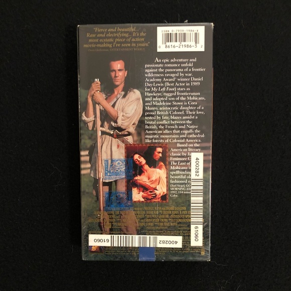 🎉HP🎉 “The Last of the Mohicans” on VHS - Excellent Condition - made in 1986 📼 - Picture 2 of 6
